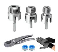 Set di filettature per tubi, filettatura BSP con aste di prolunga (1/4" esagonale) e forbici per tubi, maschi per tubi d'acqua, professionisti e fai da te (1/2"+3/4"+1")