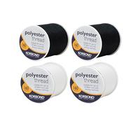 Set di filo da cucito in poliestere KORBOND - 640 m totali - 160 m per spoletta - x 2 nero e x 2 bianco, per cucito a mano e a macchina