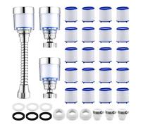 Set di filtri rotanti a 360 °, cartucce filtro per rubinetto del bagno, filtri dell'acqua per rubinetto del lavandino con cartuccia filtrante per casa cucina bagno (3 filtri rubinetto+20 cartucce