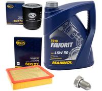 Set Di Filtro Olio 15W50 5 Litri + Vite Di Scarico Olio Per Audi A6 Skoda Superb