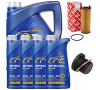 Set Di Filtro Olio MANNOL 10W-30 API SN 9 Litri + Vite Per Audi A6 A4 A8 2.7