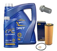 Set Di Filtro Olio MANNOL 15W50 API 6 Litri + Vite Per Mercedes E-Class CLK
