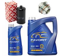 Set Di Filtro Olio MANNOL 15W50 Favorit 6 Litri + Vite Per VW Transporter IV
