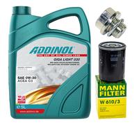 Set Di Filtro Olio Motore Addinol 0W-30 5 Litri + Vite Per Mitsubishi ASX Lancer