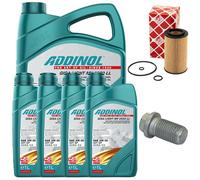Set Di Filtro Olio Motore ADDINOL 5W-30 0530 LL 9 Litri + Vite Per Mercedes Vito