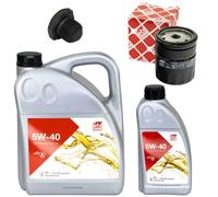 Set Di Filtro Olio Motore Febi SAE 5W-40 6 Litri + Vite Per Opel Omega B 2.5 3.0