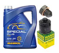 Set Di Filtro Olio Motore Mannol 10W-30 5 Litri + Vite Per VW Lupo 1.0