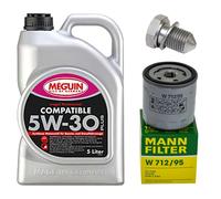 Set Di Filtro Olio Motore Meguin 5W-30 5 Litri + Vite Per Audi A1 A3 VW Caddy IV