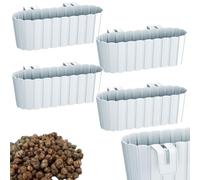 Set di fioriere DIKEL 4 X 38x21x13 cm | Vaso da balcone con ganci in plastica | Vaso per piante da 4,9L | Fioriere per balcone, decorazione del terrazzo o giardino | Bianco
