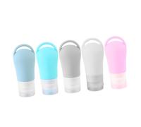 Set di Flaconi Cosmetici Ricaricabili da Viaggio 60ml in Silicone | 5 Pezzi, Bocca Larga, Design Anti Perdita, per Lozione Mani e Viso, per Viaggio e Trasferta