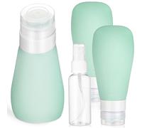 Set di Flaconi da Viaggio in Silicone 4 Pezzi 90ml e 50ml | Ricarica Facile e Compressione Semplice, Tappi Inclusi, per Borsa Yoga e Bagno, Verde Chiaro