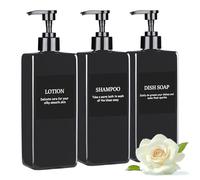 Set di flaconi ricaricabili per shampoo e balsamo, in plastica, per bagno, con etichette impermeabili