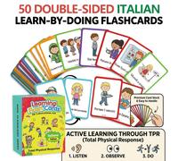 Set di flashcard per l'apprendimento dell' | Più di 100 parole della routine quotidiana su 50 schede per l'apprendimento della fisica | Progettato per che i bambini assorbano la attraverso il