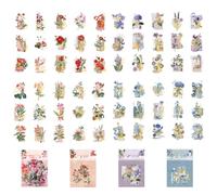 Set di Floreali Adesivi per Scrapbooking, 120 Fiori Naturali Trasparenti per Artigianato, Biglietti, Computer Portatili