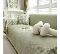 Set di Fodere per Divani Antiscivolo Copridivano Multiuso Lavabile, Copridivano per Divani Componibili a Prova di Animali Domestici, Misto Cotone-lino Green 180x380cm