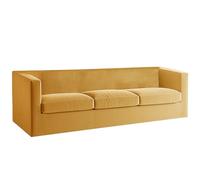 Set di fodere per divano Chesterfield in lussuoso velluto dorato, con fodere antiscivolo e federe per cuscini per divano a 3 posti e 3 posti piccoli, elegante protezione per mobili