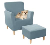 Set di fodere per poltrona e ottomana in velluto elasticizzato, con 4 cinghie antiscivolo, per poltrona a bracciolo singolo e ottomana quadrata, elegante decorazione per la casa