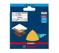 Bosch Accessories 6x Set Carte Abrasive Expert C470 per Legno Duro, Vernice su Legno, 93x93 mm, Grana 60/120/240, Accessorio Levigatrice a Delta