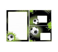 Set di fogli di carta da lettere con busta, per ragazzi e bambini, motivo calcio, per bambini, a righe (blocco A5 con 25 fogli + 15 buste)
