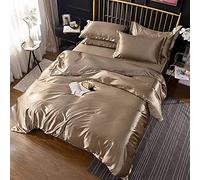 Set di Fogli di Letto GUOJM, Set di Biancheria da Letto di Seta in Raso copripiumini Foglio Aderente Foglio Twin Full Queen 4pcs Set di Bianche