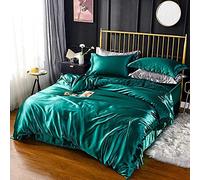 Set di Fogli di Letto GUOJM, Set di Biancheria da Letto di Seta in Raso di Lusso Coperchio Piumino Foglio Aderente Foglio gemello Full Queen 4pcs Set di Bianche