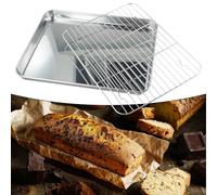 Set di fogli per biscotti e griglia di raffreddamento in acciaio inossidabile ad alta resistenza con distribuzione uniforme del calore, lati completi per tenere il cibo in modo sicuro e bordi lisci