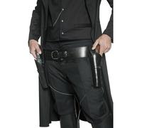 Set Di Fondina Cowboy Deluxe Accessorio Per Costume Da Festa Elegante Nero Nuovo