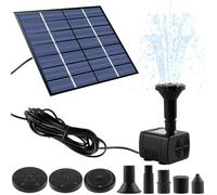 Set di fontane solari da 11 x 11 cm, pompa solare per fontana da 200 l/h, pompa ad energia solare DC 7 V, 5 ugelli, cavo da 3 m, pompa ad energia solare per acquario, laghetto per uccelli (1 set)
