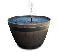 Set di fontane solari per esterni - 51 x 36 cm effetto botte di legno, ciotola decorativa marrone e galleggiante fontana solare - fontana da giardino come balcone abbeveratoio per uccelli