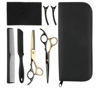 Set di forbici da parrucchiere professionali per barbiere, forbici a denti piatti e forbici per affusolare, in acciaio inox, con pettine a forcina, per uomo e donna
