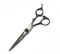 Set di Forbici da Taglio per Capelli in Damasco Nero da 6 Pollici - Forbici da Barbiere per sfoltire e Tagliare i Capelli con Viti a Fiore