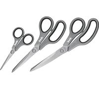 set di forbici in acciaio inox kwb, 3 pezzi, varie lunghezze (135, 210, 245 mm), uso versatile, nero