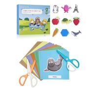 Set di forbici per bambini con carta per bricolage, 2 forbici e 48 fogli per giochi di apprendimento Montessori dai 2 anni in su, regalo ideale