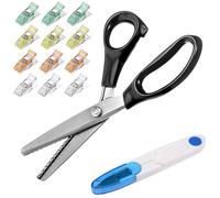 Set di forbici per tessuti, forbici professionali, forbici per stoffa a zig-zag con 12 fermagli per stoffa e punto croce, forbici seghettate per tagliare vestiti (style 2)