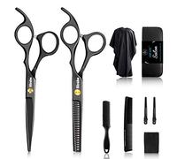 Set di forbici professionali da taglio per capelli, set da 10 pezzi con forbici da taglio, forbici per diradamento, pettine, mantello, clip, forbici da parrucchiere, set per barbiere, salone, casa