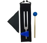 Set di forcella per accordatura (5 pezzi) (528MI Hz) con forcella triangolare in gel di silice, martello in legno, panno di pulizia, chakra per riparazione del DNA e forcelle energetiche