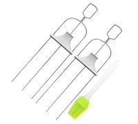 Set di forchette per arrostire - Spiedi lavabili metallici, espulsore a cursore integrato, hardware culinario multi-dente, implementazione del braciere culinario, attrezzatura da picnic | per buffet d