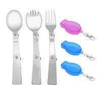 Set di forchette pieghevoli e cucchiai, cucchiaio pieghevole e forchetta in acciaio inox 304, con contenitori in plastica per viaggi, campeggio, thermos, picnic, altre attività all'aperto