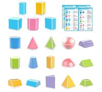 Set di forme 3D - Strumenti didattici STEM da 20 pezzi, kit di apprendimento per manipolazioni geometriche, blocchi di forma matematica, figure colorate | Scuola a casa scuola materna apprendimento
