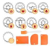 Set di Formine Biscotti 9 Pz Formine Biscotti Natalizie Stampi per Biscotti Formine Biscotti Natale Utensili da Forno Porta una Piccola Spazzola di Plastica e Tre Coltelli Da Taglio di Plastica