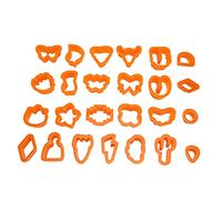 Set di formine per argilla arancione, 25 pezzi, comoda impugnatura, diverse forme, piccoli orecchini in plastica, strumento per decorazioni artigianali, creazione di gioielli in