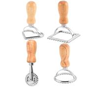 Set di formine per biscotti, 4 pezzi a forma di cuore tondo quadrato con per biscotti Pressa in lega di zinco con manico in legno per cuocere i ravioli della torta