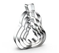 Set di formine per biscotti a forma di pera, 12,7 cm, 10,2 cm, 7,6 cm, 5,1 cm, 4 pezzi, in acciaio inox