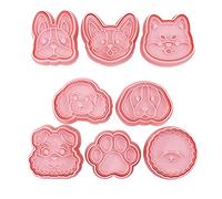 Set di formine per biscotti a forma di testa di cane, 8 pezzi, stampini per biscotti pressabili in plastica per biscotti fai da te, strumento di cottura per biscotti per la cottura in plastica