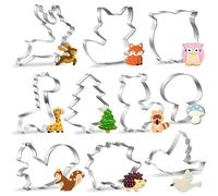 Set di formine per biscotti con animali, 10 Pezzi Stampo Biscotti Animale, Stampi Biscotti Animale - funghi, gufi, volpe, cervi e ricci, Piccione, Stampini per Inossidabile