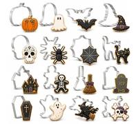 Set di formine per biscotti di Halloween, 16 forme per Halloween, fantasma, pipistrello, zucca, gatto, strega, ragno, teschio, omino di pan di zenzero, ecc. per cuocere in acciaio inox