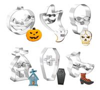 Set di formine per biscotti di Halloween, 6 formine per biscotti in acciaio inossidabile - zucca, teschio, fantasma, casa cacciata, stivali e formine per biscotti