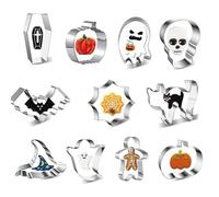 Set Di Formine Per Biscotti Di Halloween Da 11 Pezzi, Formine Per Biscotti Di Halloween, Formine Per Biscotti In Acciaio Inossidabile, Zucca, Fantasma, Gatto, Pipistrello, Cappello Da Strega.