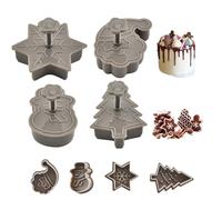 Set di formine per biscotti di Natale da 4 pezzi PP 3D, stampini per biscotti di Natale con design di pupazzo di neve, Babbo, albero e fiocco di neve, strumenti di cottura per la festa di Nata