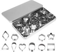 Set di formine per biscotti in acciaio inox, kit di 30 formine multi forme con piccoli cerchi, triangoli, mini e piccole stelle per pasticceria, biscotti per le vacanze, utensili da cucina (1 set)